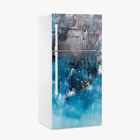 Sticker pour réfrigérateur océan abstrait en textures bleues – Wallnifity®