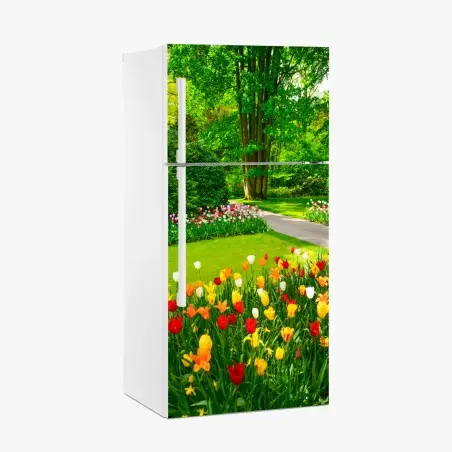 Sticker pour réfrigérateur jardin de Keukenhof en fleurs – Wallnifity®