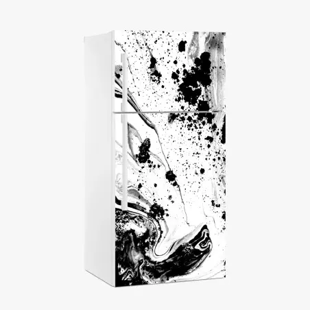 Sticker pour réfrigérateur marbrure d'encre noir et blanc – Wallnifity®