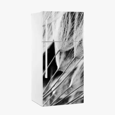 Sticker pour réfrigérateur plumes de pissenlit en noir et blanc – Wallnifity®