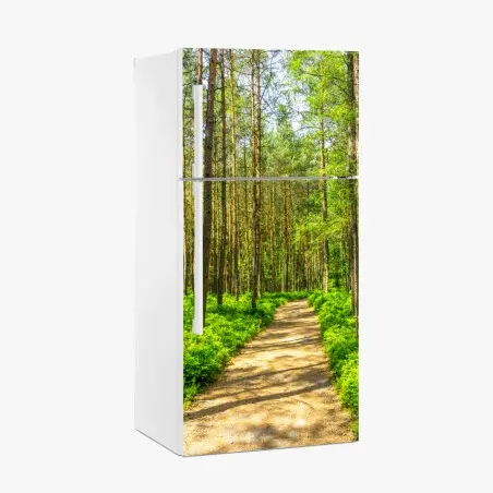 Sticker pour réfrigérateur chemin en forêt verdoyante – Wallnifity®