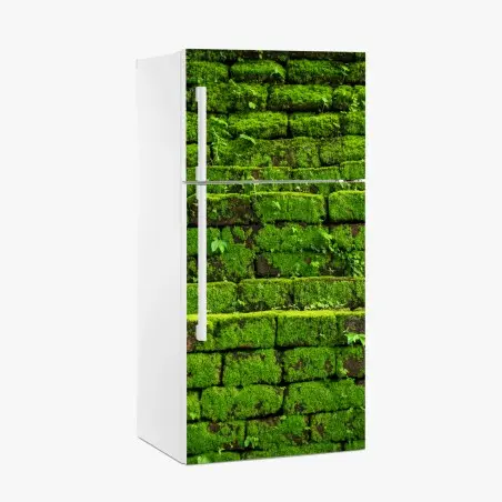Sticker pour réfrigérateur mousse verte sur briques anciennes – Wallnifity®