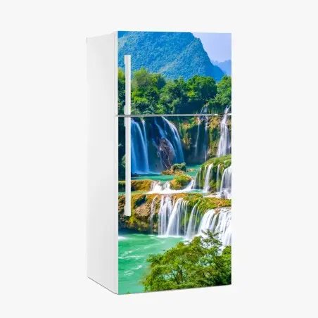 Sticker pour réfrigérateur cascade paradisiaque au cœur de la nature – Wallnifity®