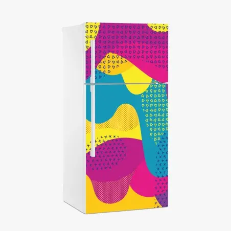 Sticker pour réfrigérateur composition abstraite colorée aux formes ondulées – Wallnifity®