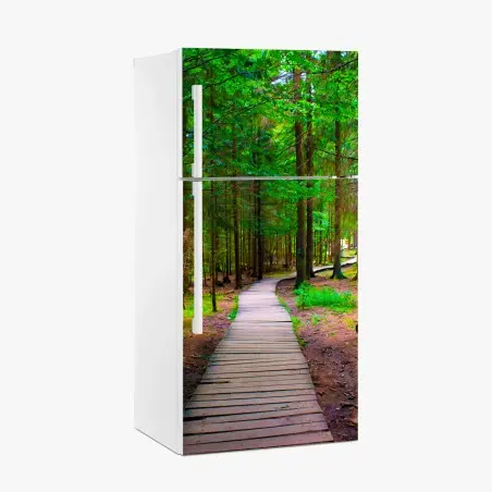 Sticker pour réfrigérateur sentier en bois au cœur de la forêt – Wallnifity®