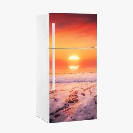Sticker pour réfrigérateur coucher de soleil sur la plage – Wallnifity®