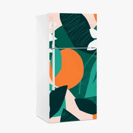 Sticker pour réfrigérateur composition botanique tropicale aux agrumes – Wallnifity®