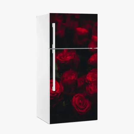 Sticker pour réfrigérateur roses rouges en clair-obscur – Wallnifity®
