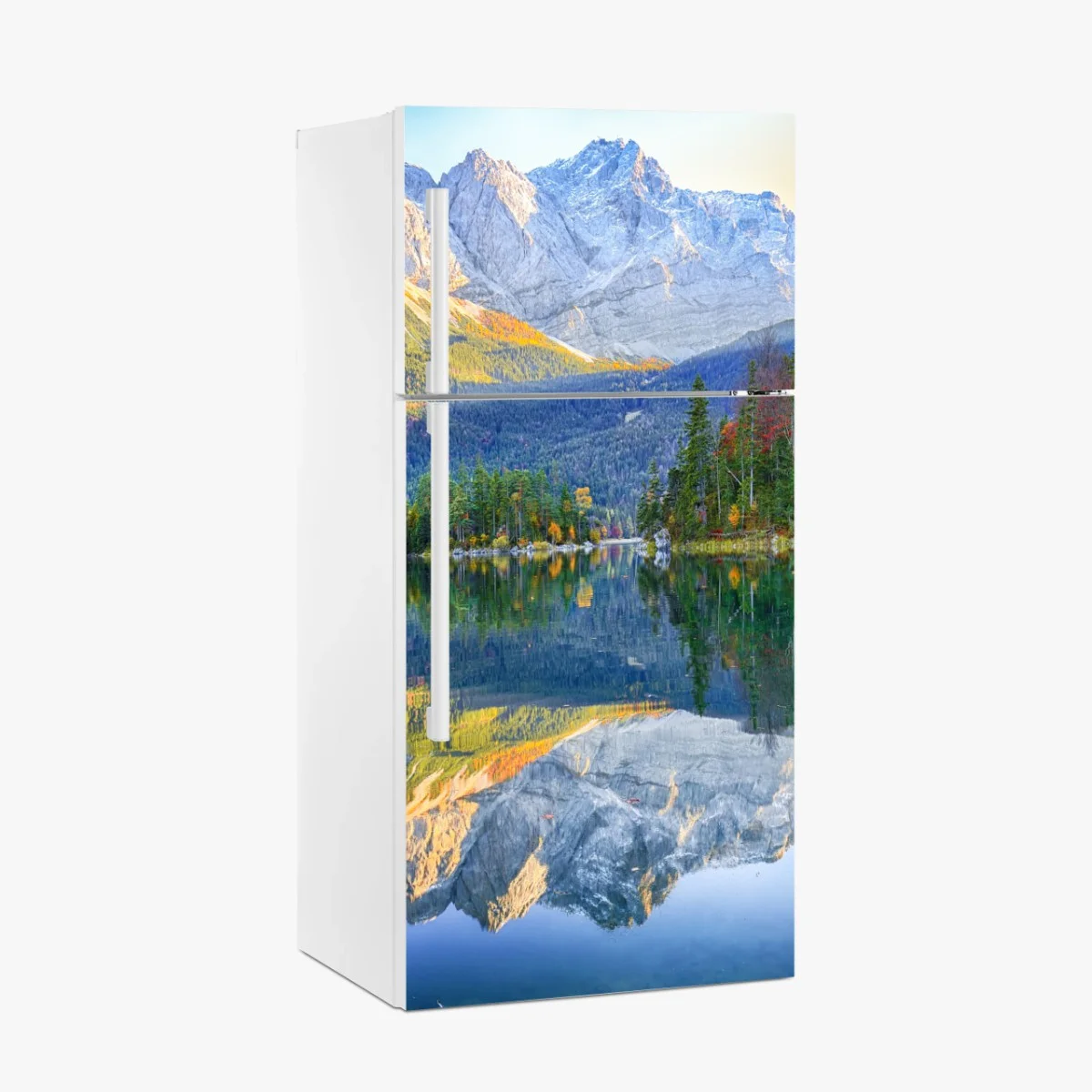 Sticker pour réfrigérateur reflets d'automne au lac Eibsee devant Zugspitze – Wallnifity® Sticker pour réfrigérateur reflets d'automne au lac Eibsee devant Zugspitze – Wallnifity®