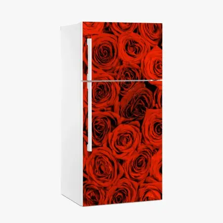 Sticker pour réfrigérateur motif de roses rouges pour décoration murale – Wallnifity®