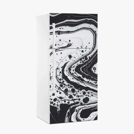 Sticker pour réfrigérateur abstraction marbrée en noir et blanc – Wallnifity®