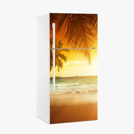Sticker pour réfrigérateur coucher de soleil tropical sur la mer des Caraïbes – Wallnifity®