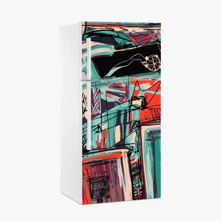 Sticker pour réfrigérateur composition urbaine abstraite colorée – Wallnifity®