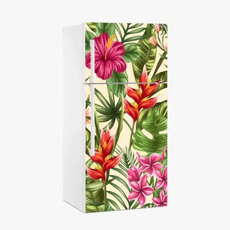 Sticker pour réfrigérateur motif tropical floral coloré – Wallnifity®
