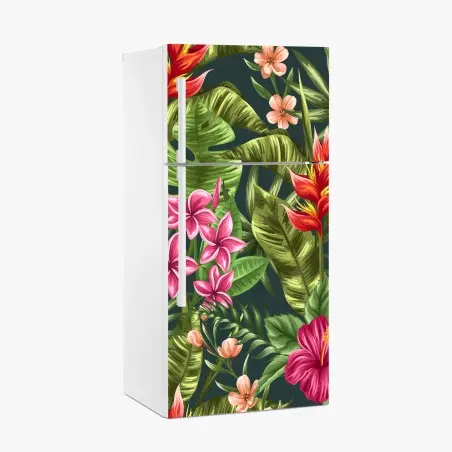 Sticker pour réfrigérateur paradis floral tropical en aquarelle – Wallnifity®