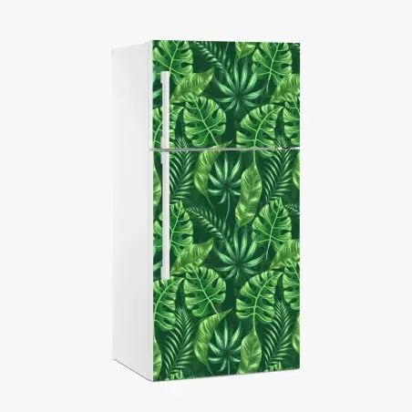 Sticker pour réfrigérateur motif tropical de feuilles vertes – Wallnifity®
