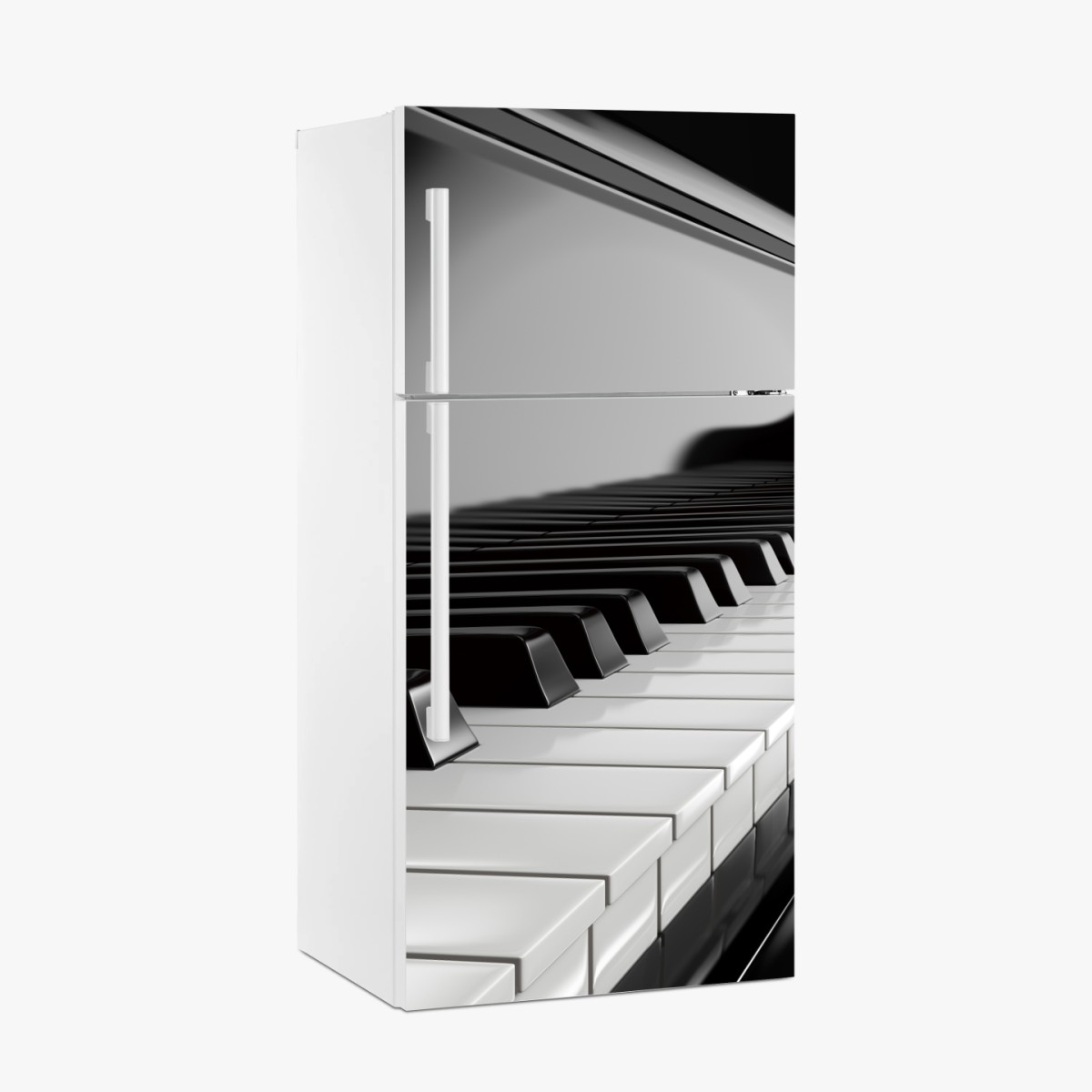 Sticker pour réfrigérateur élégance du piano en noir et blanc – Wallnifity®