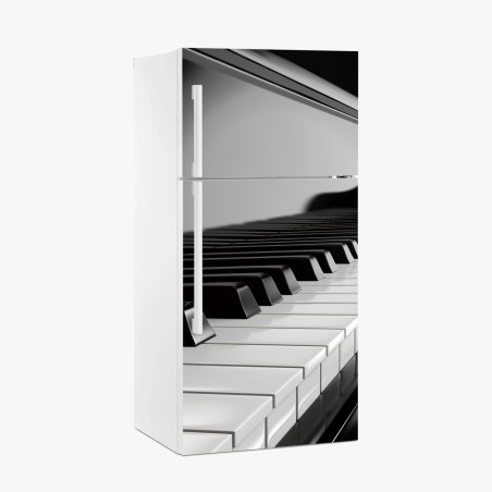 Sticker pour réfrigérateur élégance du piano en noir et blanc – Wallnifity®