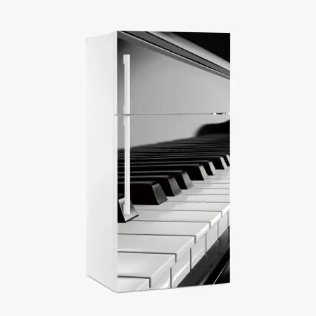 Sticker pour réfrigérateur élégance du piano en noir et blanc – Wallnifity®