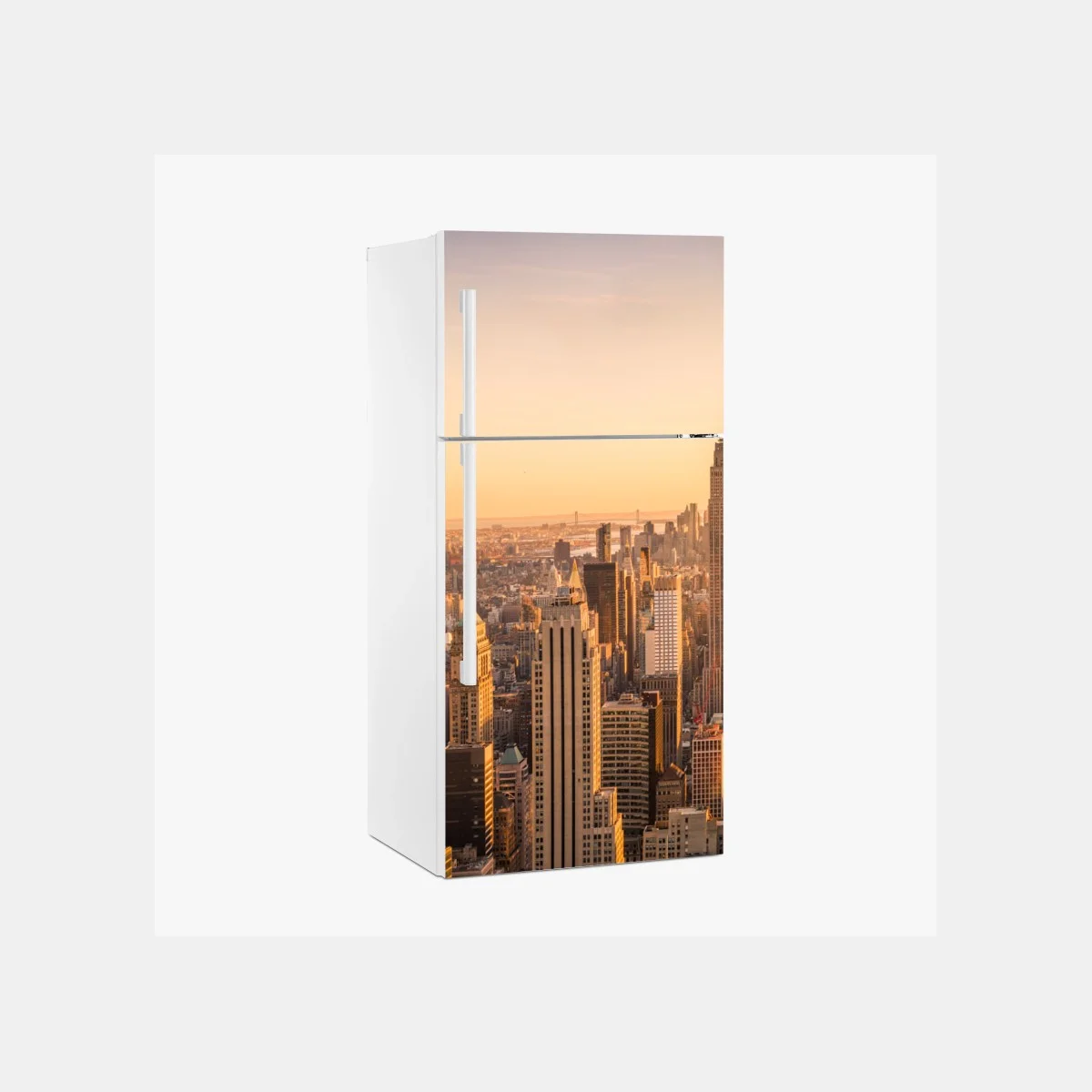 Sticker pour réfrigérateur panorama doré de New York au coucher du soleil – Wallnifity® Sticker pour réfrigérateur panorama doré de New York au coucher du soleil – Wallnifity®