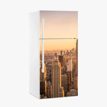 Sticker pour réfrigérateur panorama doré de New York au coucher du soleil – Wallnifity®