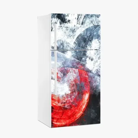 Sticker pour réfrigérateur vortex fractal rouge et blanc – Wallnifity®