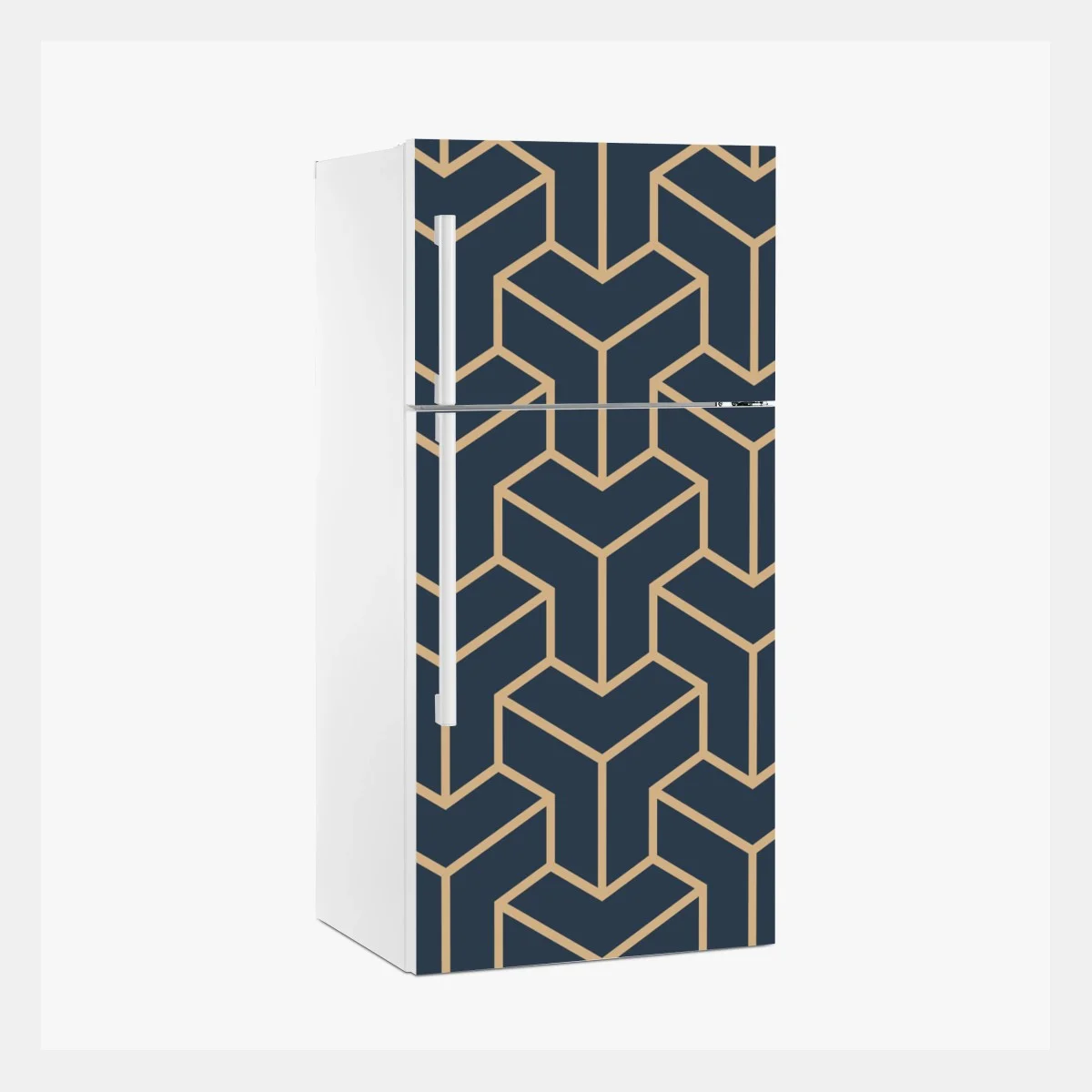 Sticker pour réfrigérateur motif géométrique bleu marine et doré en 3d – Wallnifity® Sticker pour réfrigérateur motif géométrique bleu marine et doré en 3d – Wallnifity®