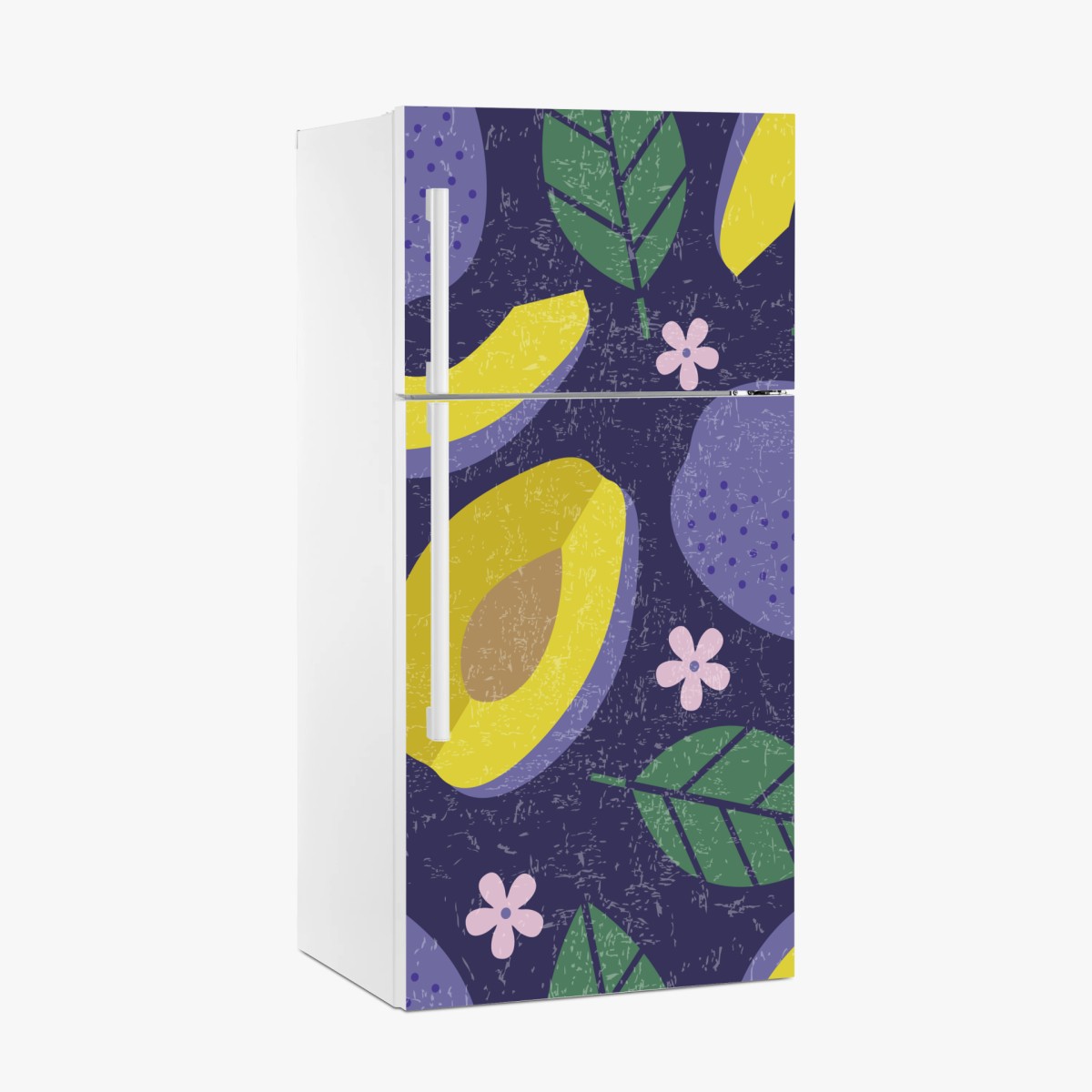 Sticker pour réfrigérateur prunes et fleurs motif décoratif vintage – Wallnifity®