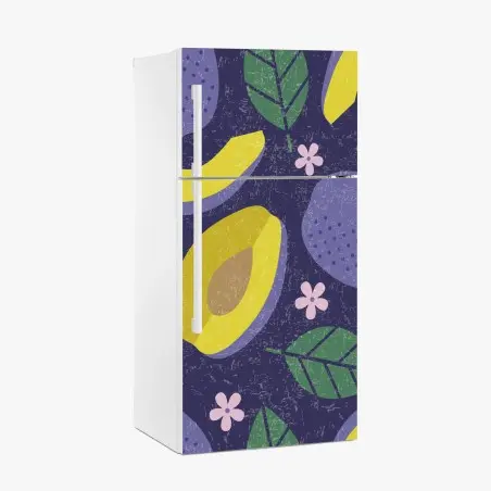 Sticker pour réfrigérateur prunes et fleurs motif décoratif vintage – Wallnifity®