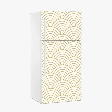 Sticker pour réfrigérateur motif de vagues japonaises dorées – Wallnifity®