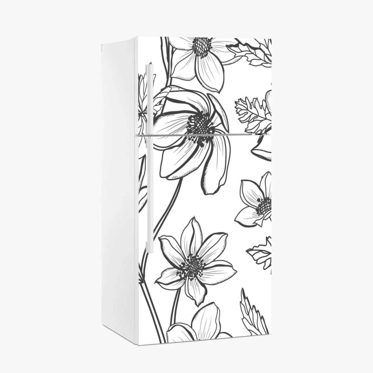Sticker pour réfrigérateur motif floral délicat en noir et blanc – Wallnifity® Sticker pour réfrigérateur motif floral délicat en noir et blanc – Wallnifity®