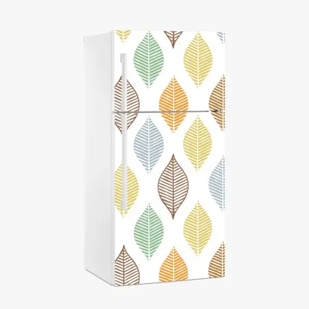 Sticker pour réfrigérateur motif feuilles pastel scandinave – Wallnifity®