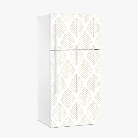 Sticker pour réfrigérateur motif feuilles dorées minimaliste – Wallnifity®