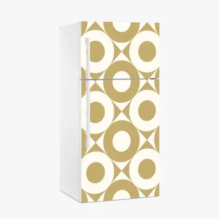 Sticker pour réfrigérateur motif géométrique rétro beige et crème – Wallnifity®
