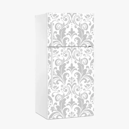 Sticker pour réfrigérateur motif damassé gris élégant pour décoration murale – Wallnifity®