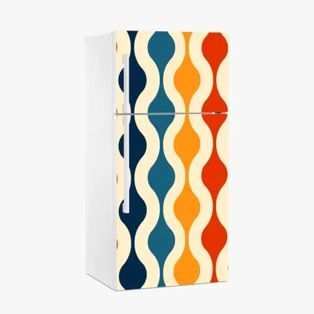 Sticker pour réfrigérateur motif rétro ondulé aux couleurs chaudes – Wallnifity®