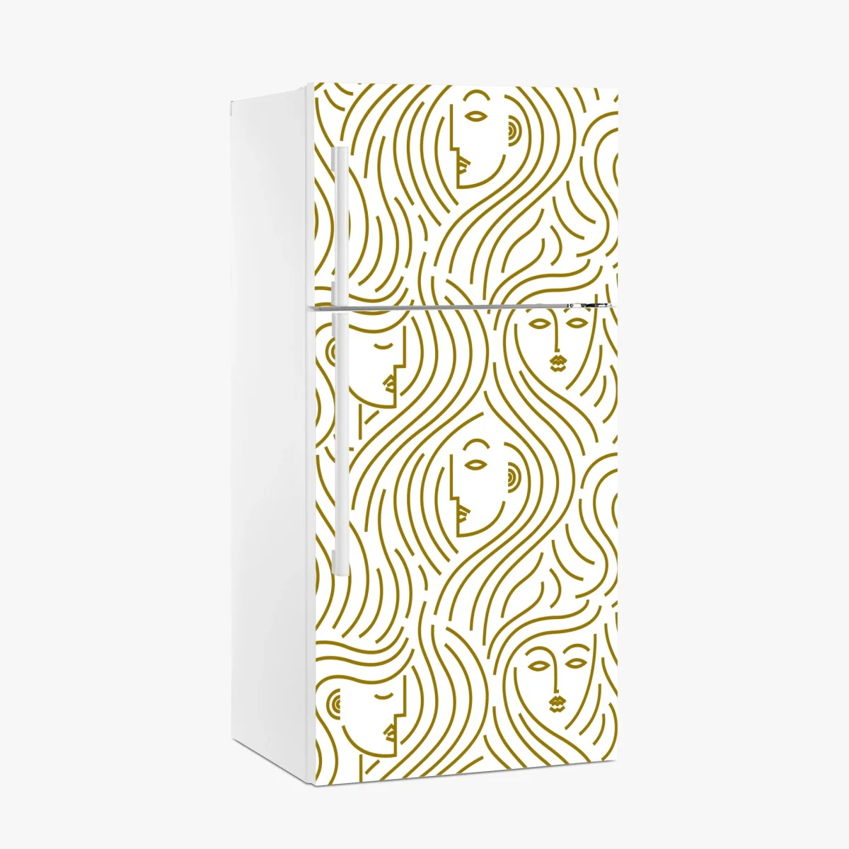 Sticker pour réfrigérateur motif de visages dorés aux cheveux ondulés – Wallnifity® Sticker pour réfrigérateur motif de visages dorés aux cheveux ondulés – Wallnifity®