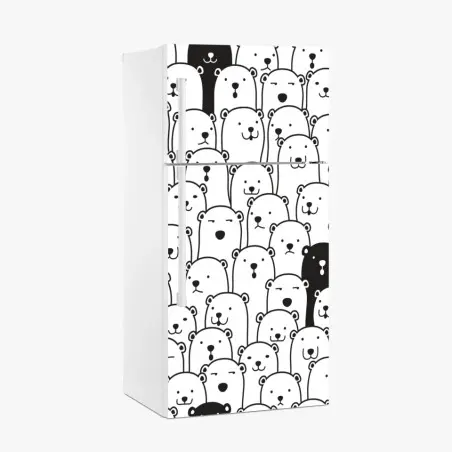 Sticker pour réfrigérateur nuée d'ours mignons noir et blanc – Wallnifity®