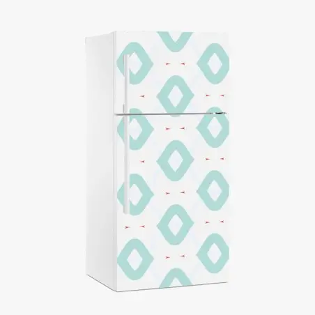 Sticker pour réfrigérateur motif losanges turquoise et corail – Wallnifity®