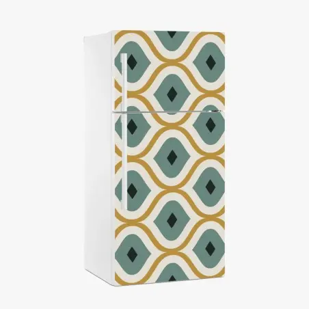 Sticker pour réfrigérateur motif géométrique élégant en vert et or – Wallnifity®