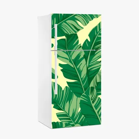 Sticker pour réfrigérateur motif feuilles de bananier tropicales – Wallnifity®