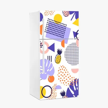 Sticker pour réfrigérateur motif tropical géométrique coloré – Wallnifity®