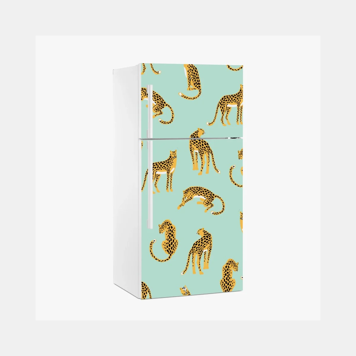 Sticker pour réfrigérateur motif guépards sur fond menthe – Wallnifity® Sticker pour réfrigérateur motif guépards sur fond menthe – Wallnifity®