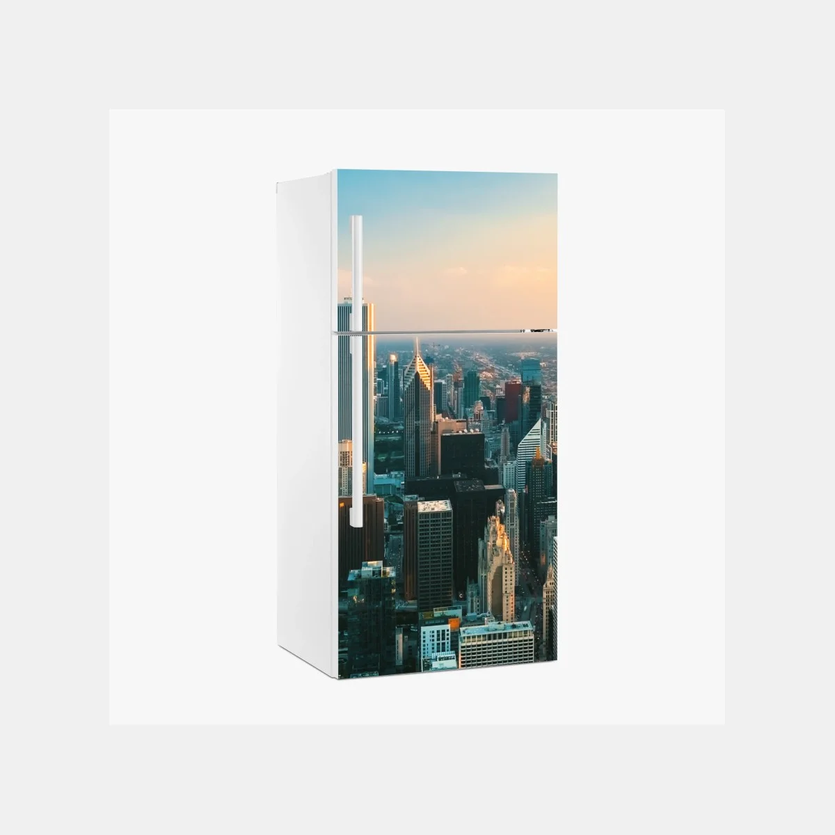 Sticker pour réfrigérateur panorama urbain de Chicago au coucher du soleil – Wallnifity® Sticker pour réfrigérateur panorama urbain de Chicago au coucher du soleil – Wallnifity®