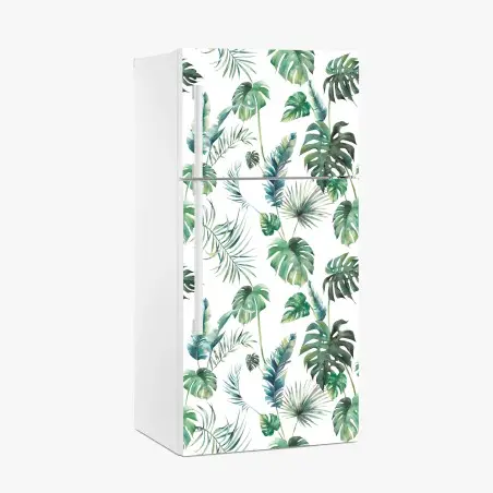 Sticker pour réfrigérateur motif feuilles tropicales en aquarelle – Wallnifity®