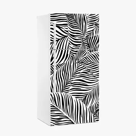 Sticker pour réfrigérateur feuillage graphique noir et blanc – Wallnifity®
