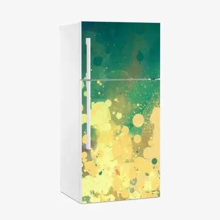 Sticker pour réfrigérateur explosion de peinture turquoise et jaune – Wallnifity®