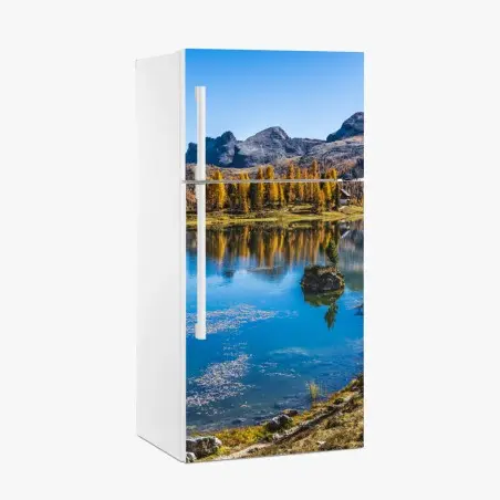 Sticker pour réfrigérateur reflets d'automne au lac alpin – Wallnifity®