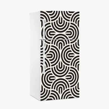 Sticker pour réfrigérateur motif géométrique optique noir et blanc – Wallnifity®