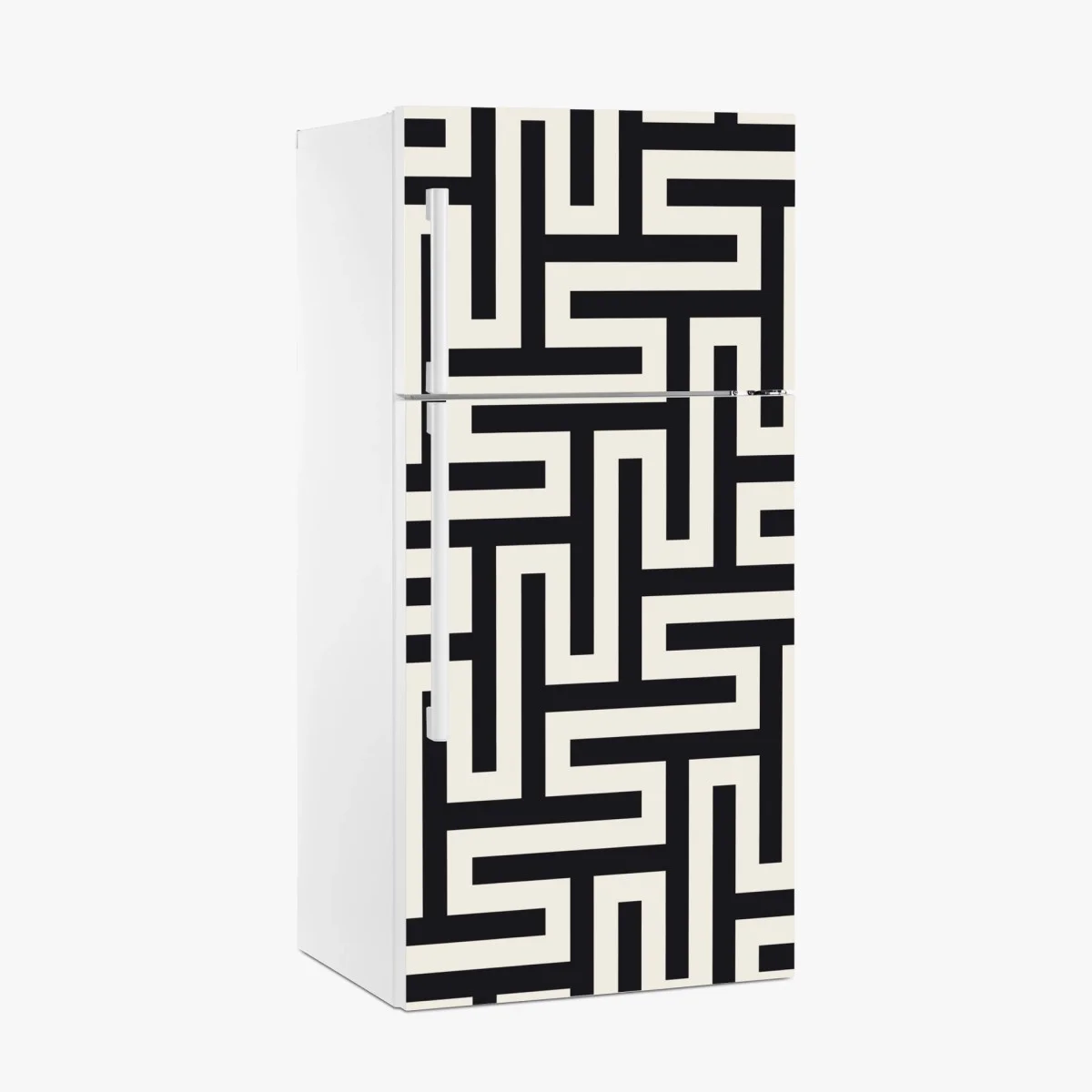 Sticker pour réfrigérateur motif labyrinthe géométrique noir et beige – Wallnifity® Sticker pour réfrigérateur motif labyrinthe géométrique noir et beige – Wallnifity®
